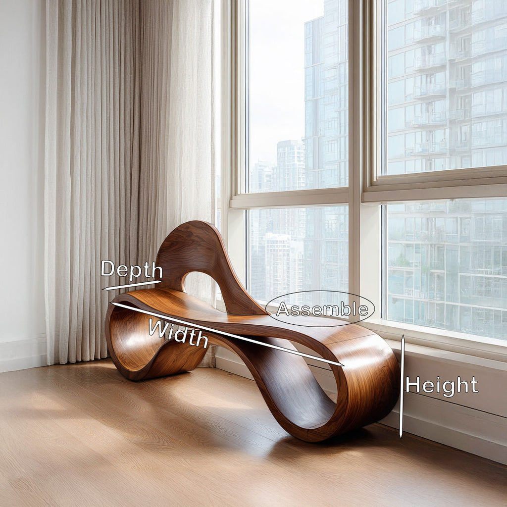 Artistic Wooden Bench With Flowing Sculpture For Luxury Interior RTTHHNCHR161