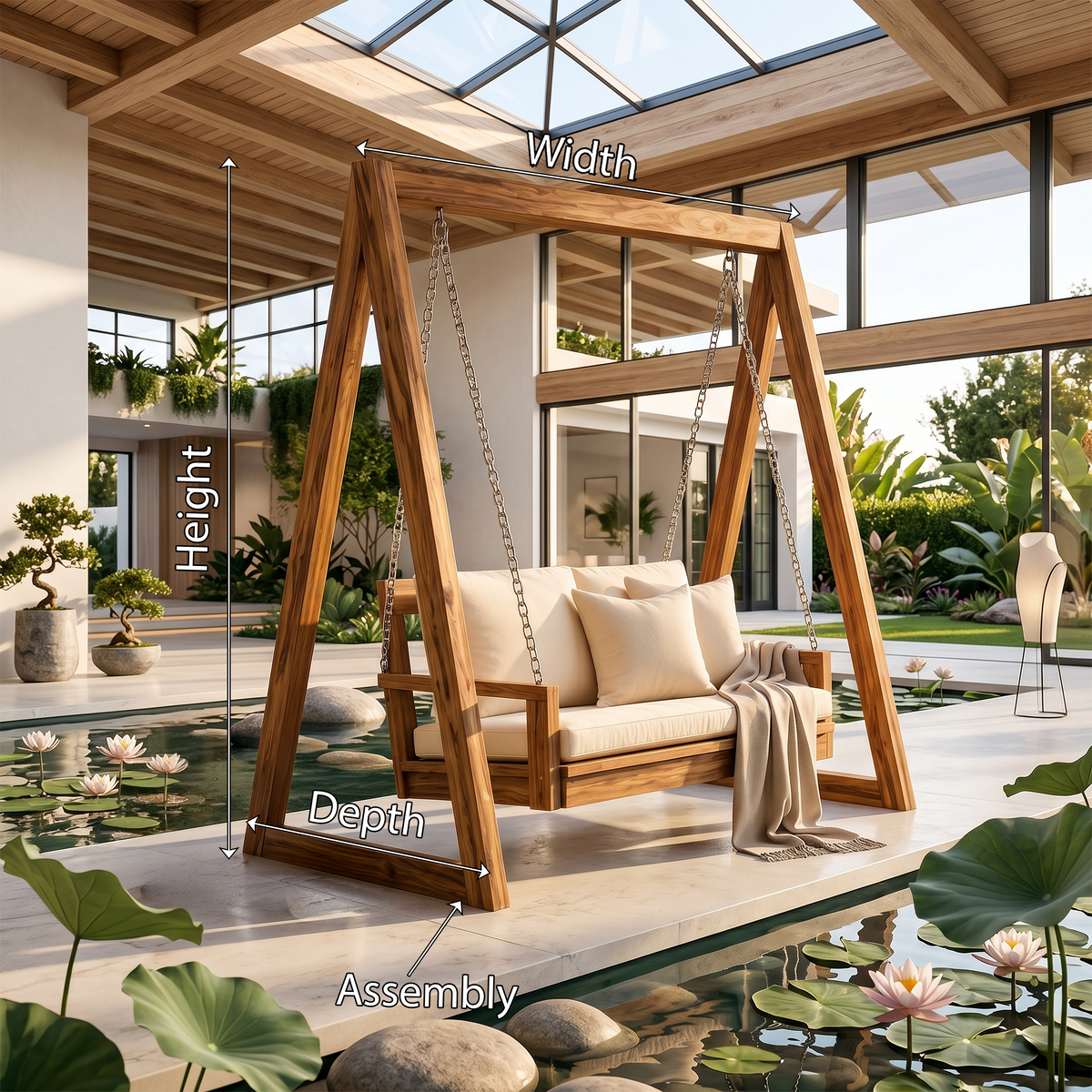 Luxury Wooden Swing Sofa Water Garden Retreat SILDTTRSWI010