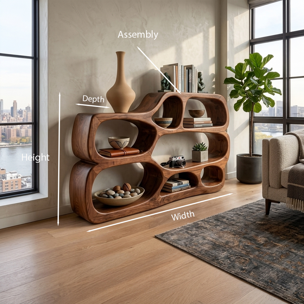 Artistic Curved Bookshelf For Living Room Styling RTTHTTBS043