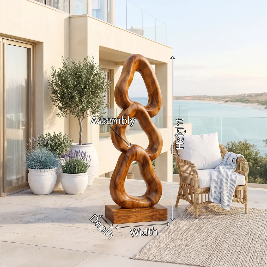 Abstract Wooden Sculpture For Luxury Coastal Balcony Decor SILDTTRAS027