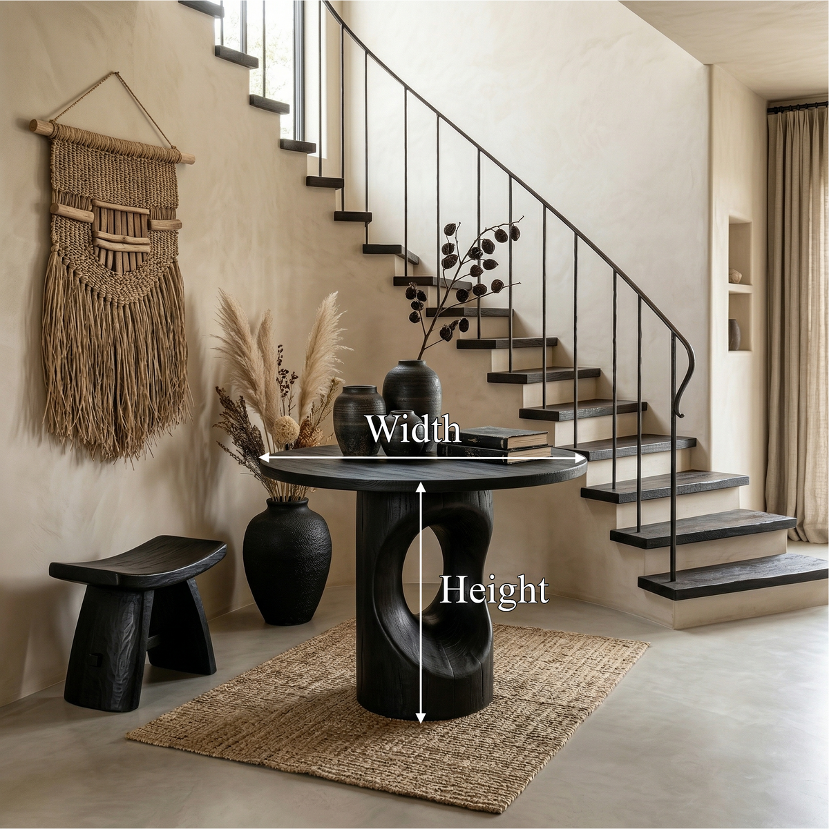 Handcrafted Modern Sculptural Foyer Table For Pedestal Entryway Table SINLSAFT012
