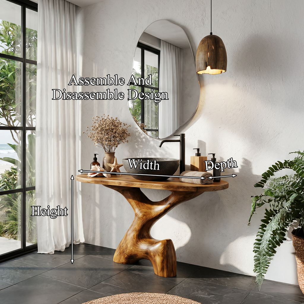 Contemporary Sculptural Bathroom Vanity Freestanding Sink Console SINLHABRV330