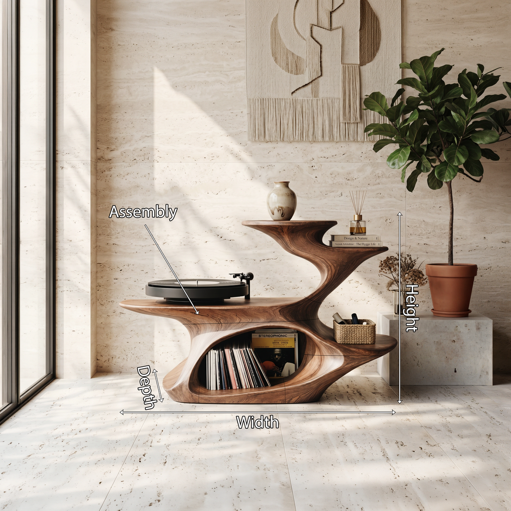 Handcrafted Live Edge Record Stand Unique Living Room SILDTTNRPT007