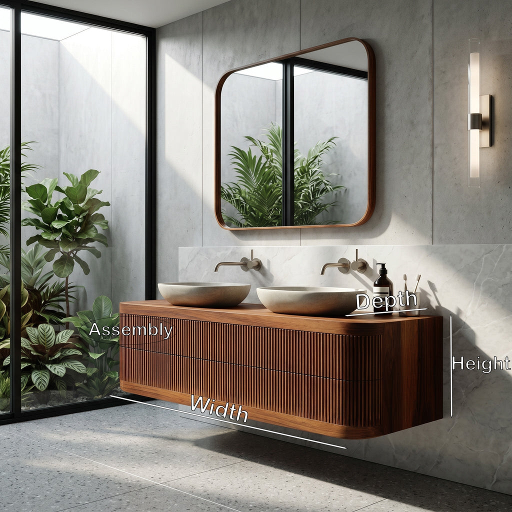 Contemporary Wooden Floating Bathroom Vanity With Fluted Front For Bathroom RTTHHNBRV039