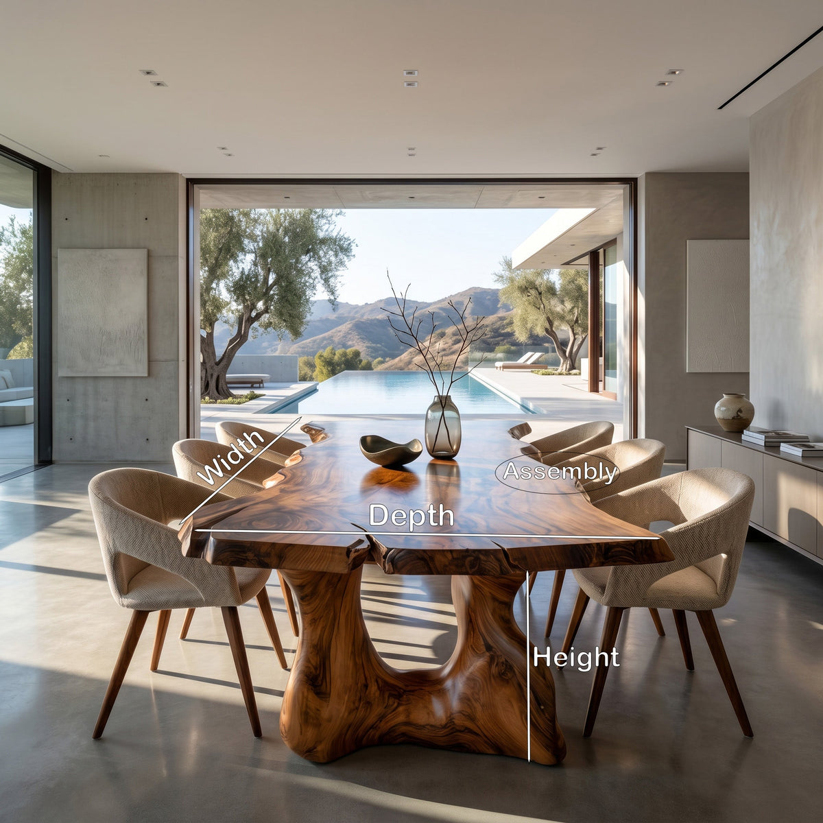 Live Edge Sculptural Dining Table For Modern Dining Room RTTHHNDN095
