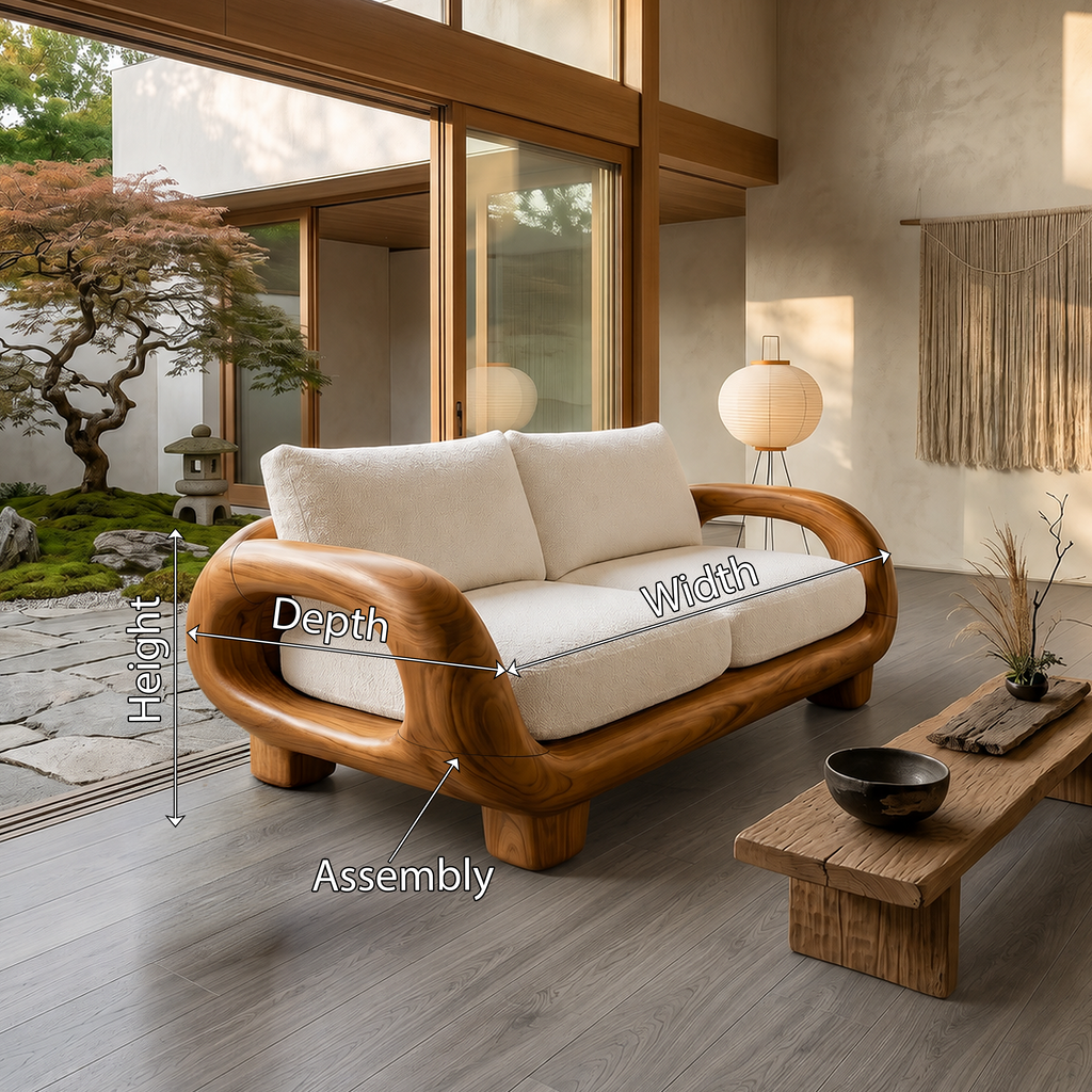 Japandi Organic Sofa Zen Courtyard Residence SILDTTRSFA007
