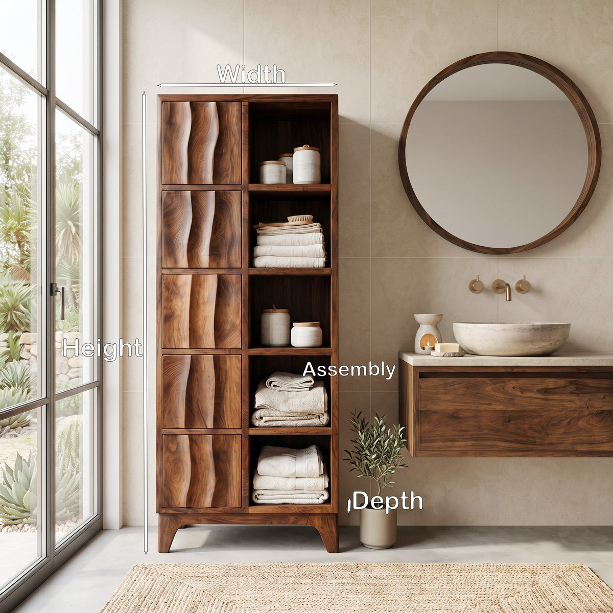 Handcrafted Wooden Bathroom Storage Cabinet For Spa-Inspired Interior RTTHHNBRC028