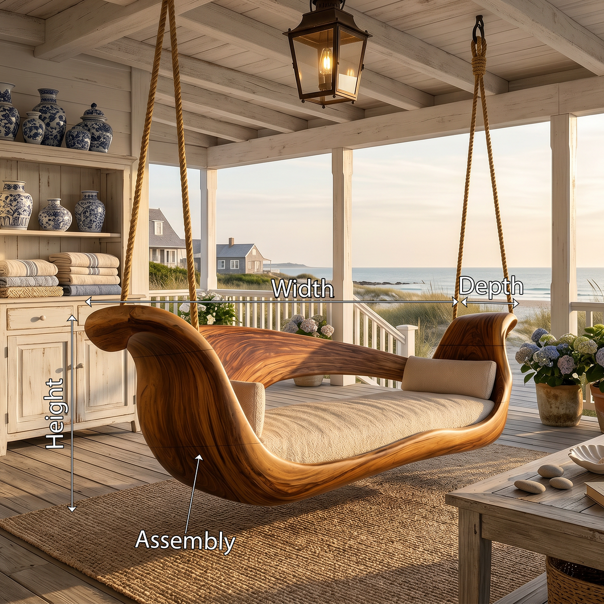 Artistic Sculptural Wooden Swing Bed Coastal Living Collection SILDTTRSWI006