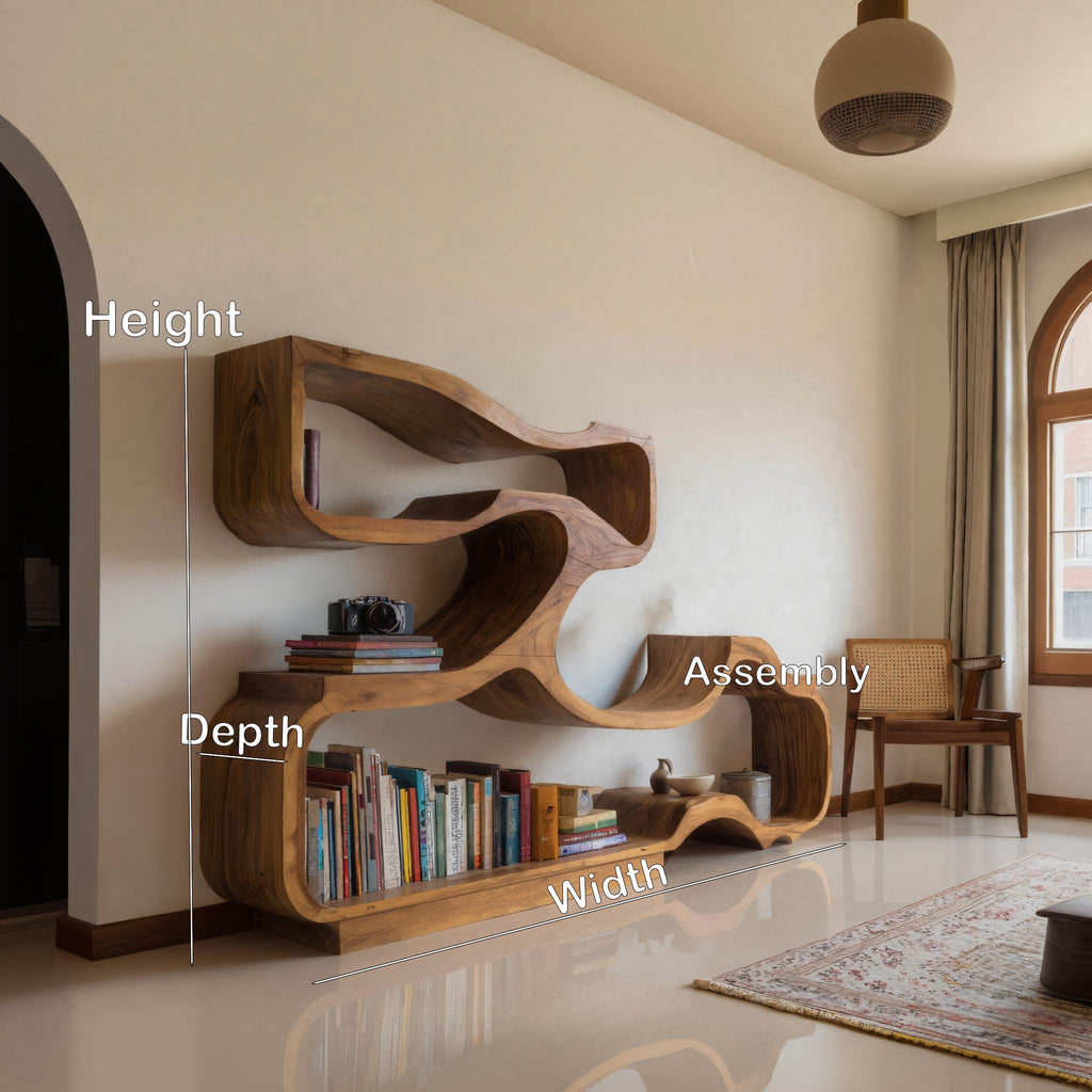 Artistic Bookshelf With Flowing Design For Living Room SITHHNBS032