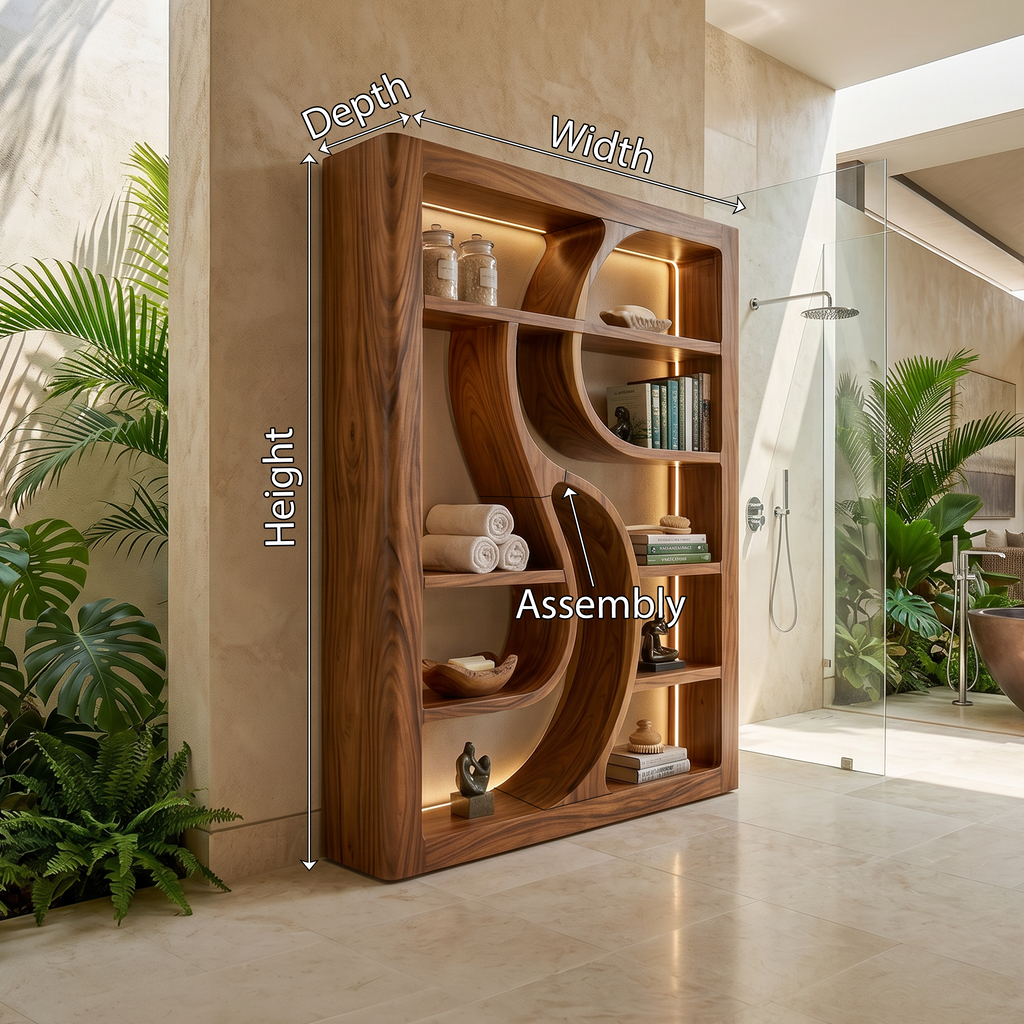 Luxury Wooden Bookshelf Featuring Ambient LED Shelving SILDTTRBS036
