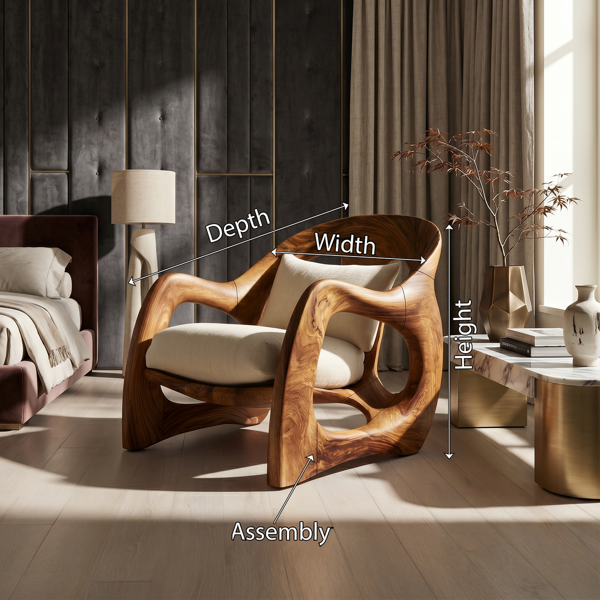 Handcrafted Organic Wood Armchair for Cozy Minimalist Living SILDTTRCHR025