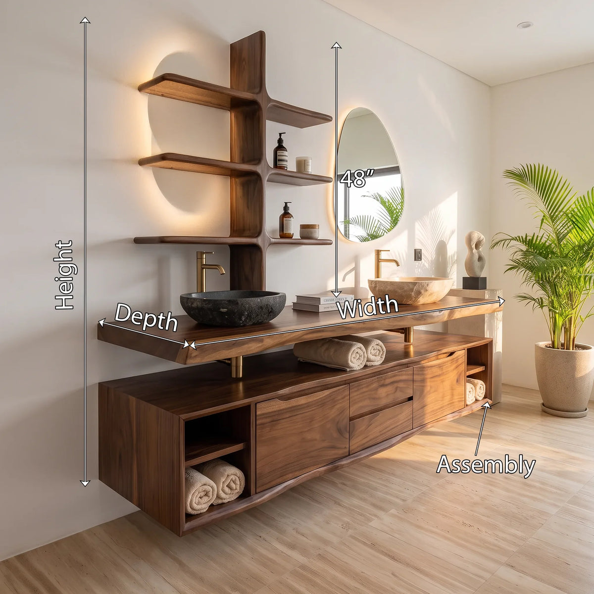 Contemporary Wall Mounted Bathroom Vanity Wellness Suite SILDTTRBRV204