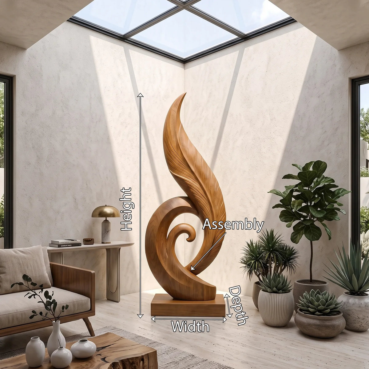 Mid Century Abstract Wood Sculpture For Luxury Living Room SILDTTRAS040