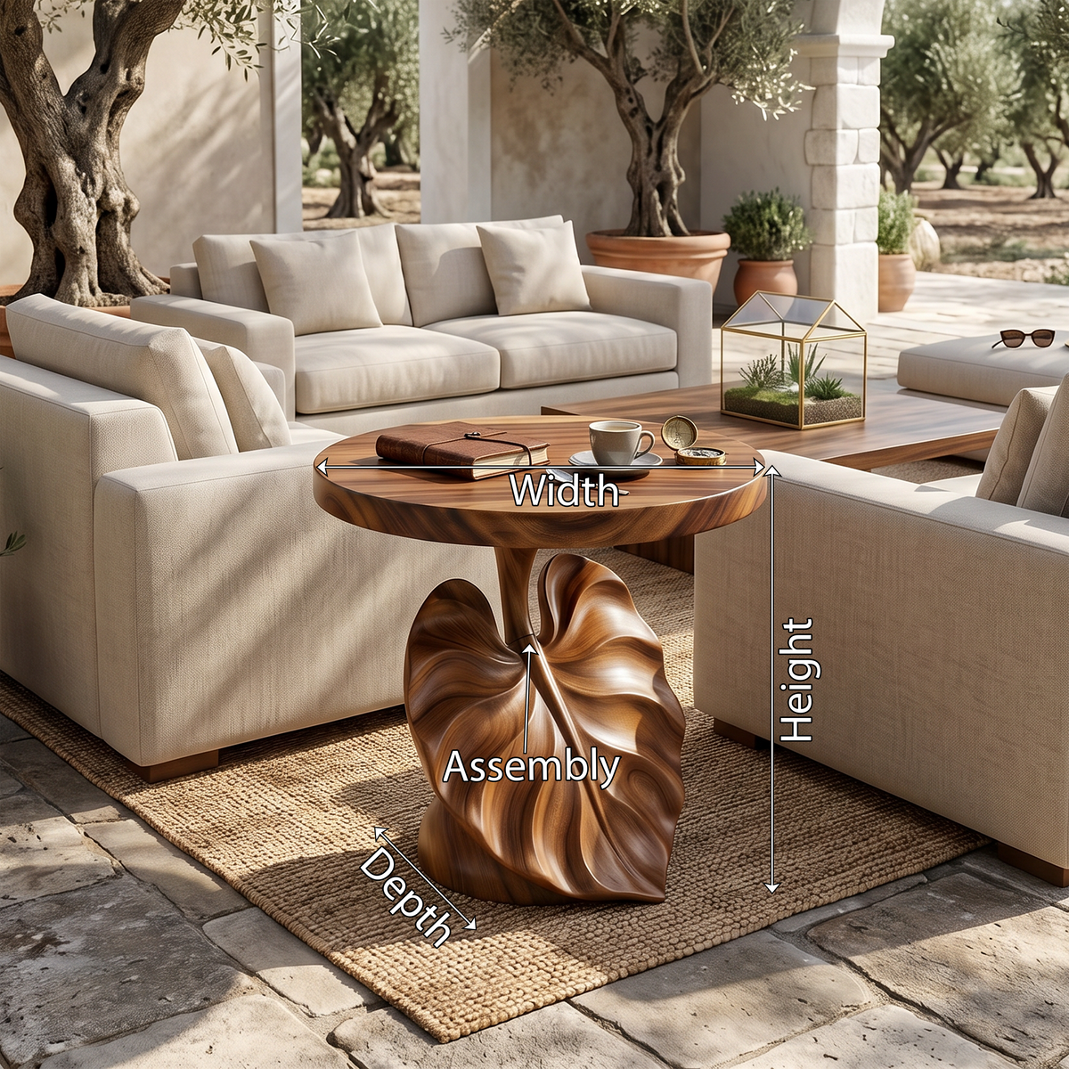 Mediterranean Sculptural Accent Table Courtyard Patio SILDTTRSTA039