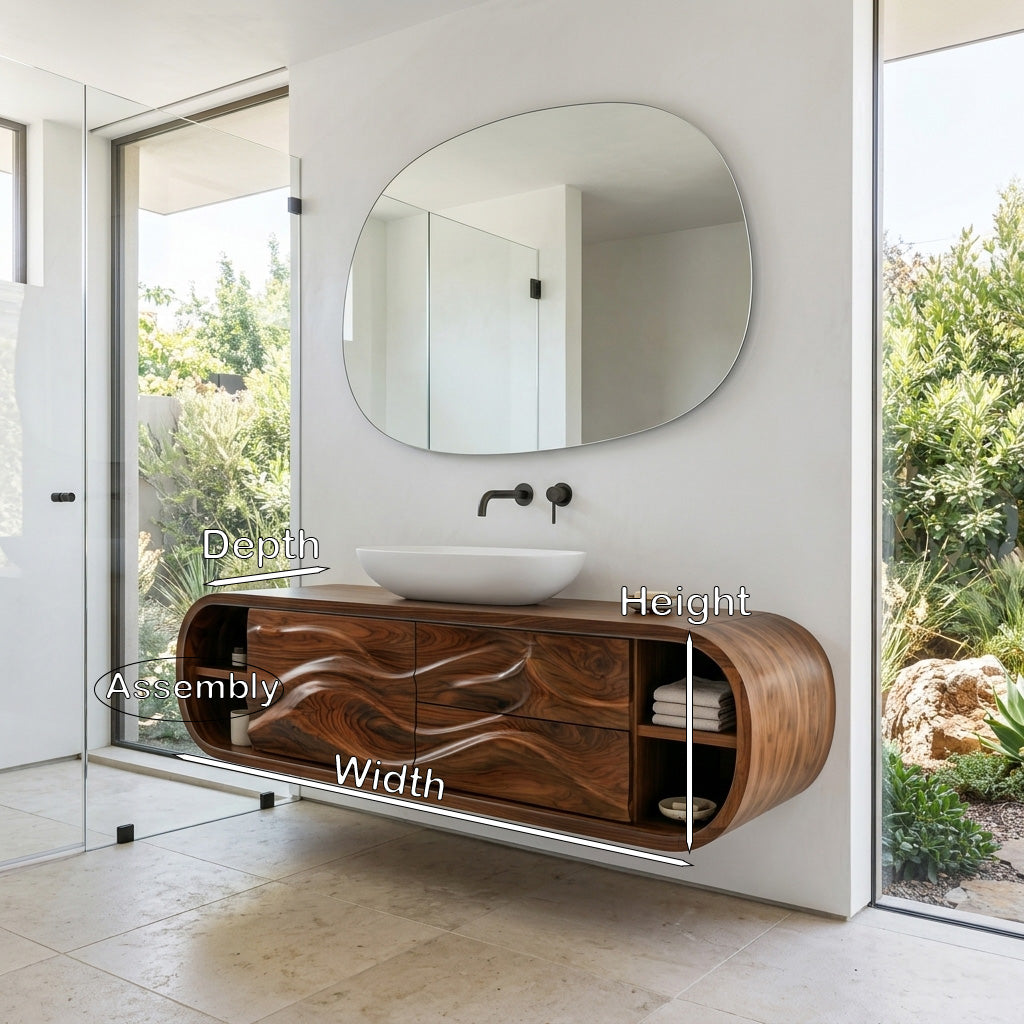Contemporary Rounded Floating Bathroom Vanity For Modern Bathroom RTTHHNBRV065