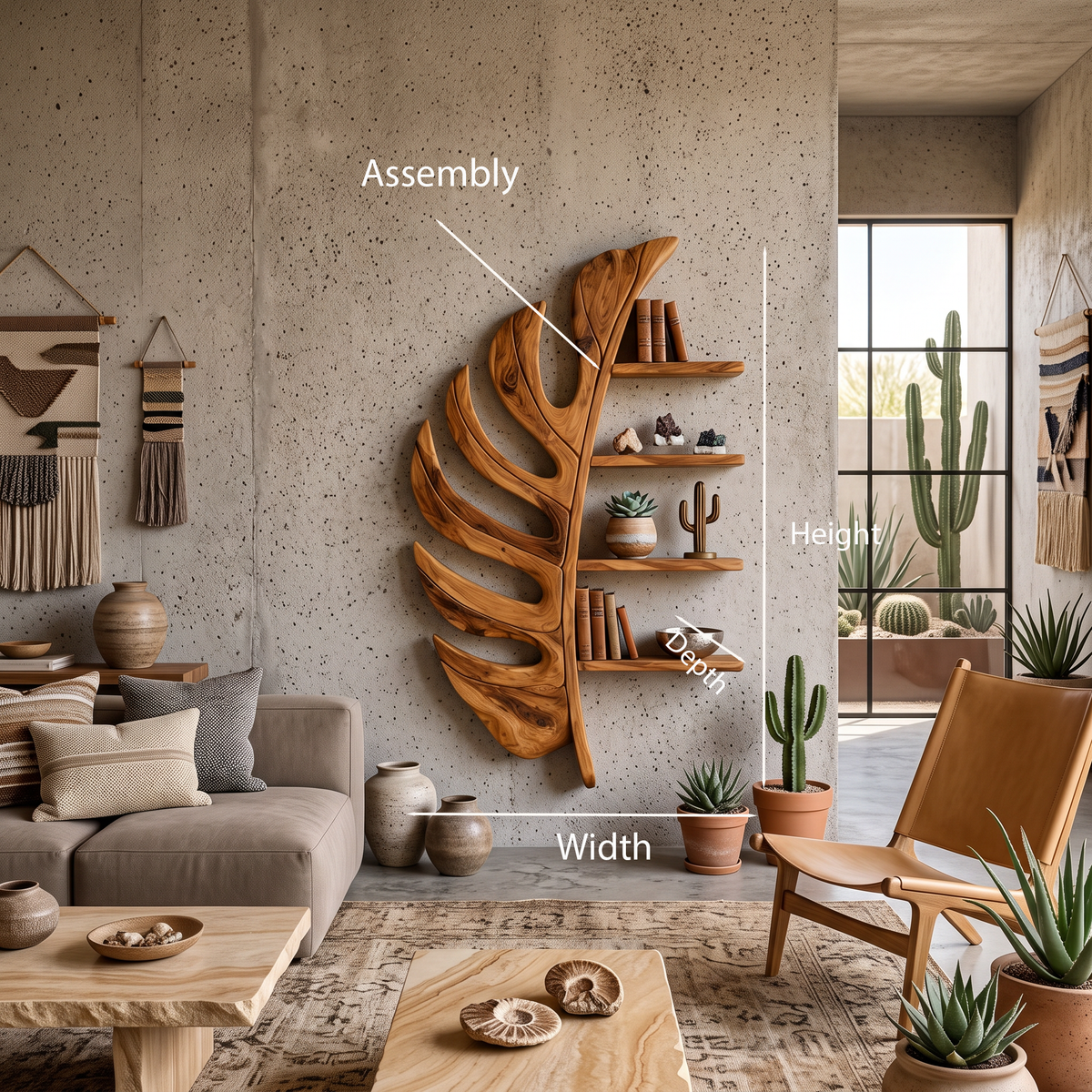 Artistic Wooden Leaf Statement Wall Bookshelf For Elegant Interiors RTTHTTBS093