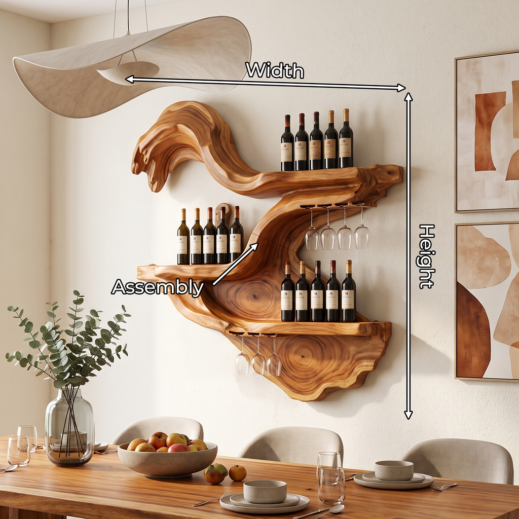 Farmhouse Wall Mounted Wine Rack For Kitchen SILDTTRWH093