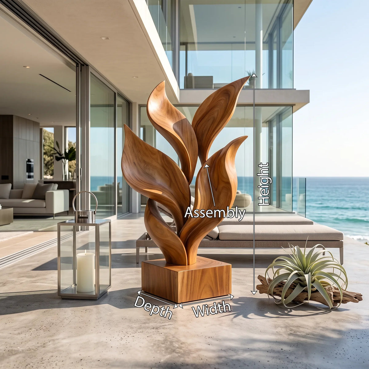 Coastal Botanical Wooden Sculpture For Luxury Beach House Decor SILDTTRAS031
