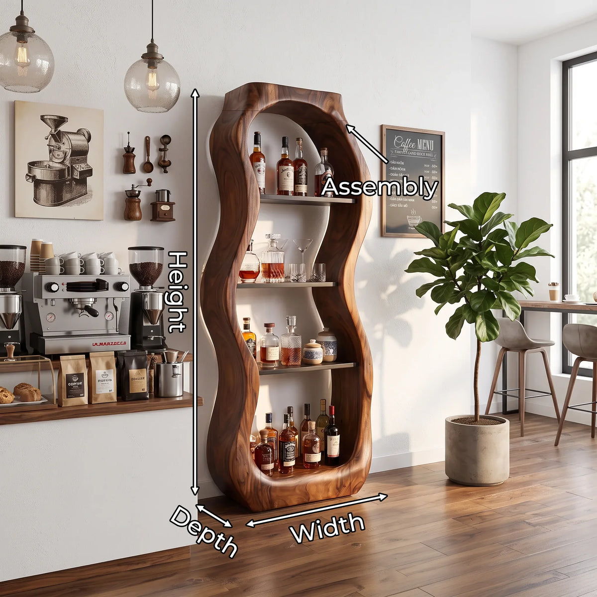 Handcrafted Sculptural Liquor Cabinet Modern Cafe SILDTTRBCA011
