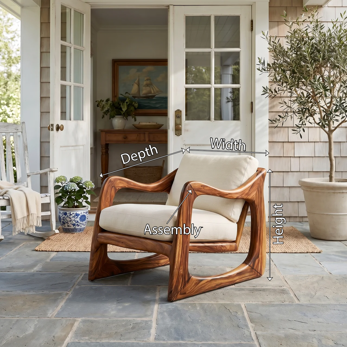 Coastal Luxury Accent Chair with Sculptural Wooden Craftsmanship SILDTTRCHR029