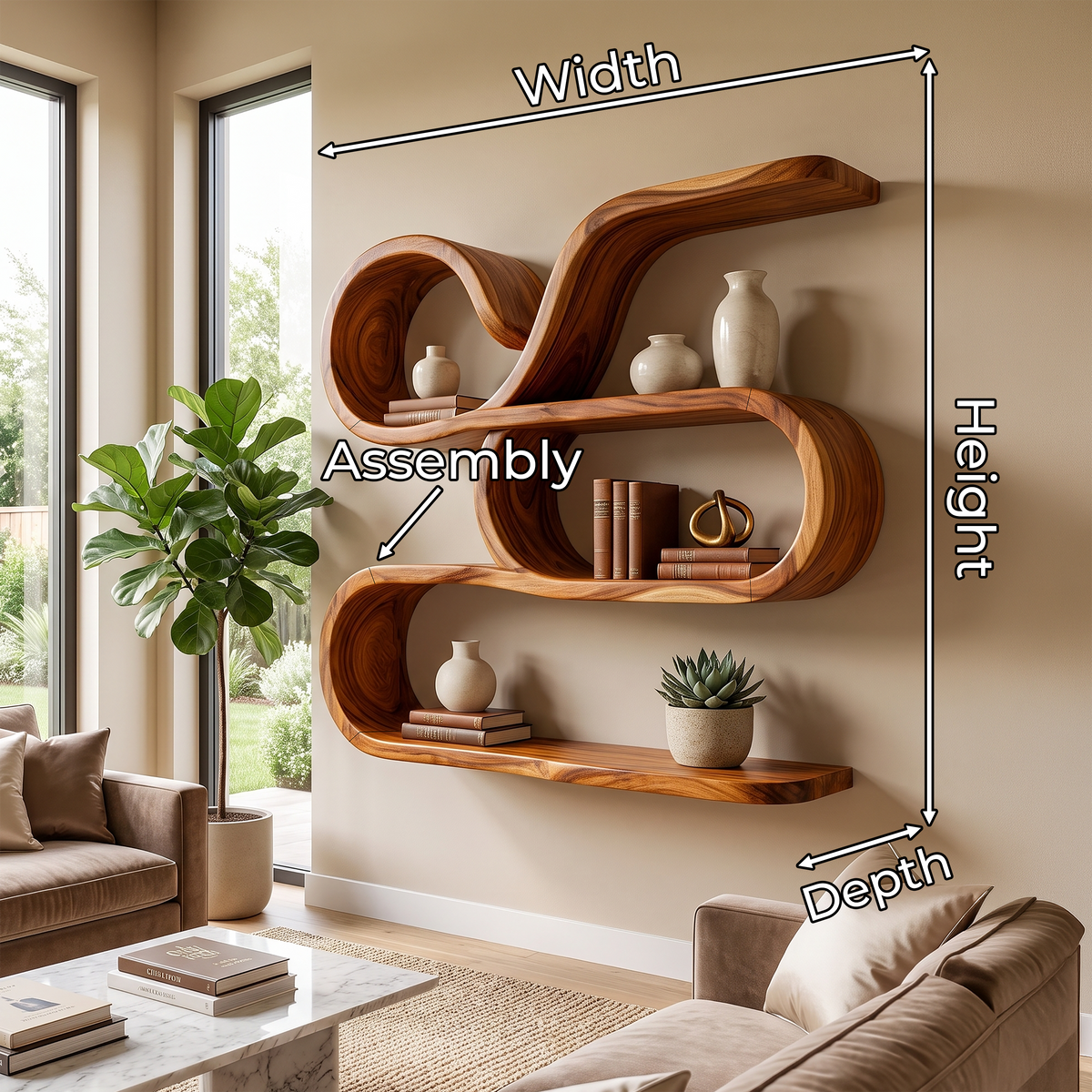 Coastal Wooden Floating Storage Shelves for Bathroom SILDTTRWMS060