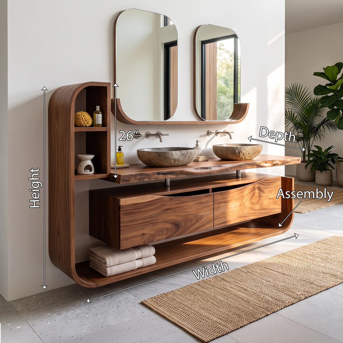 Handcrafted Organic Floating Bathroom Vanity Luxury Ensuite SILDTTRBRV202