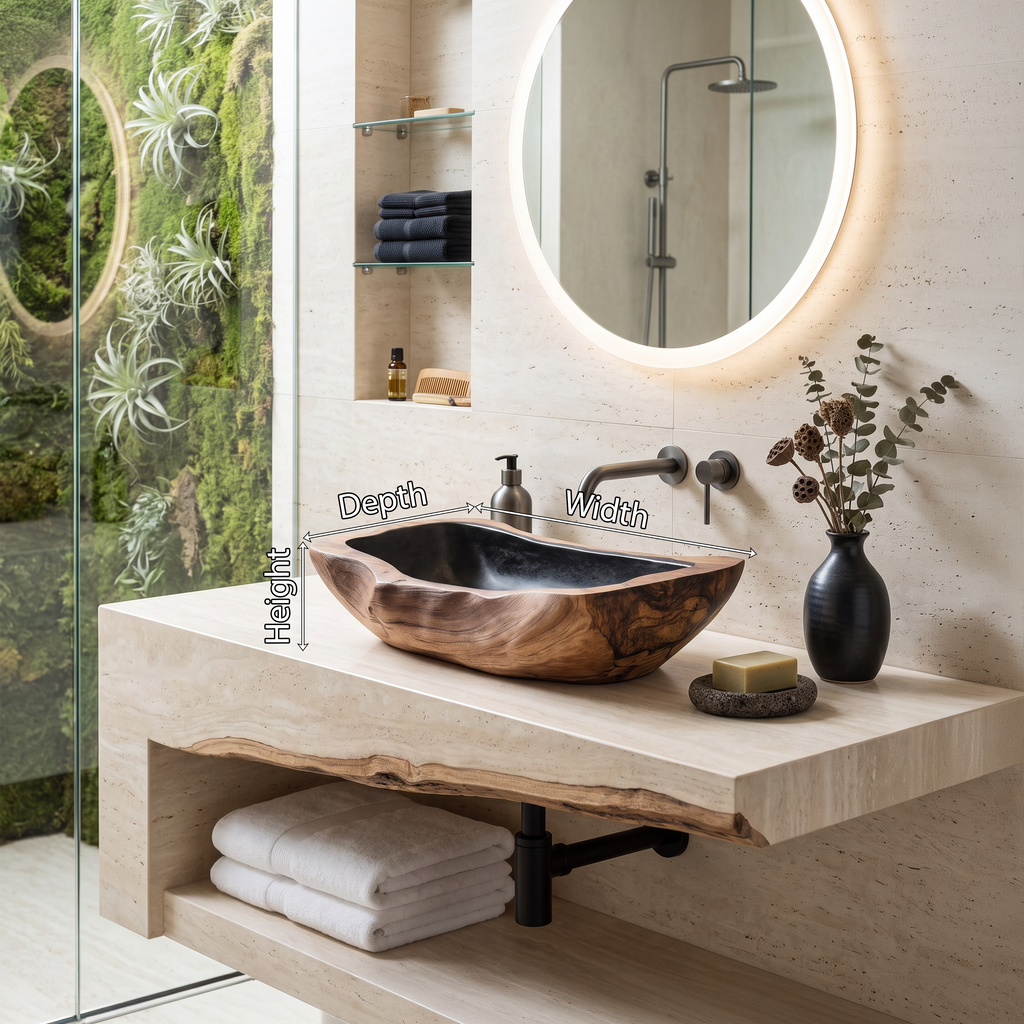 Farmhouse Rustic Wooden Vessel Sink For Home Bathroom SILDTTNVS027