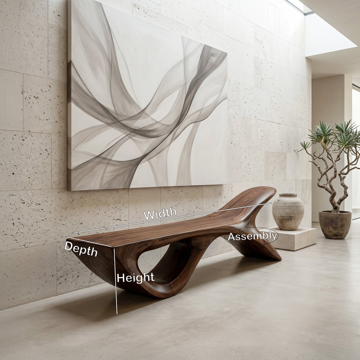 Luxury Wooden Bench With Fish Tail Shape For Living Room RTTHHNBEN197