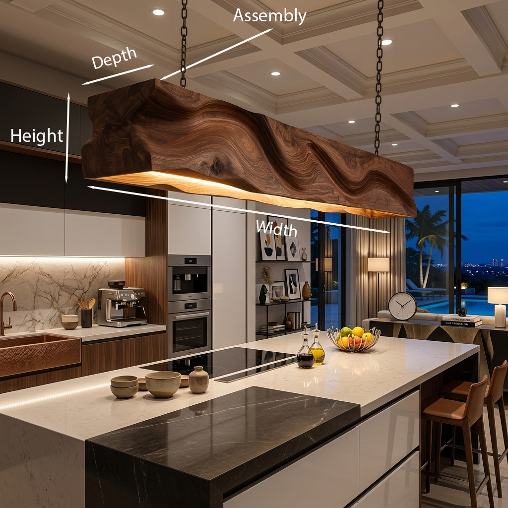 Handcrafted Pendant Light With Wave Carved Surface For Kitchen RTTHTTCE014
