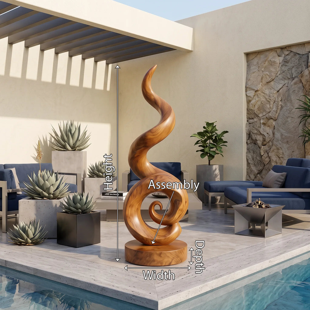 Coastal Spiral Wood Sculpture For Luxury Poolside Patio Decor SILDTTRAS047