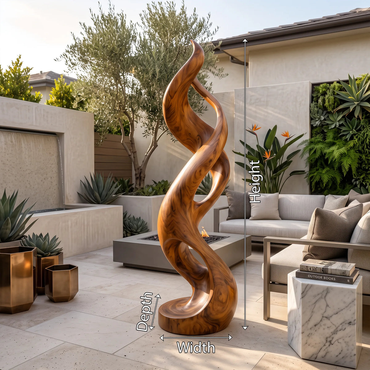 Coastal Abstract Wood Sculpture For Modern Outdoor Patio Decor SILDTTRAS053