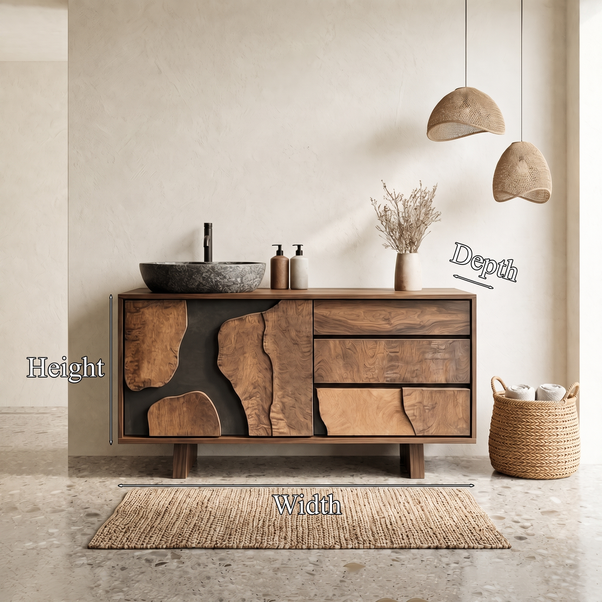 Contemporary Bathroom Cabinet Solid Wood Simple Clean Line Design Bathroom And Vanity Area SINLHABCT019