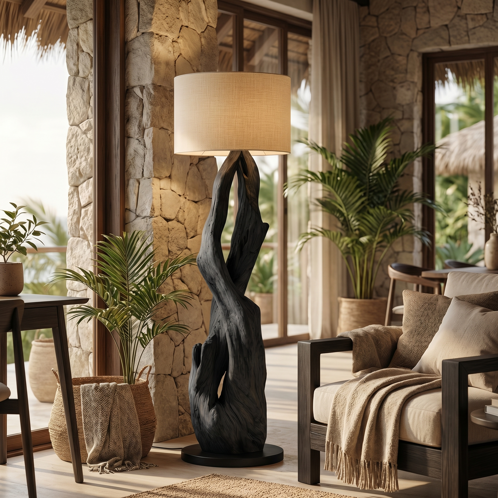 Luxury Organic Modern Sculptural Floor Lamp For Bedroom And Corner SINLSAFLP061