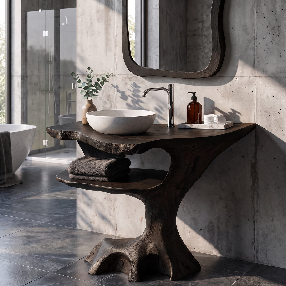 Contemporary Halloween Single Bathroom Vanity With Sculptural Branch Support For Bathroom SINLKIBRV336