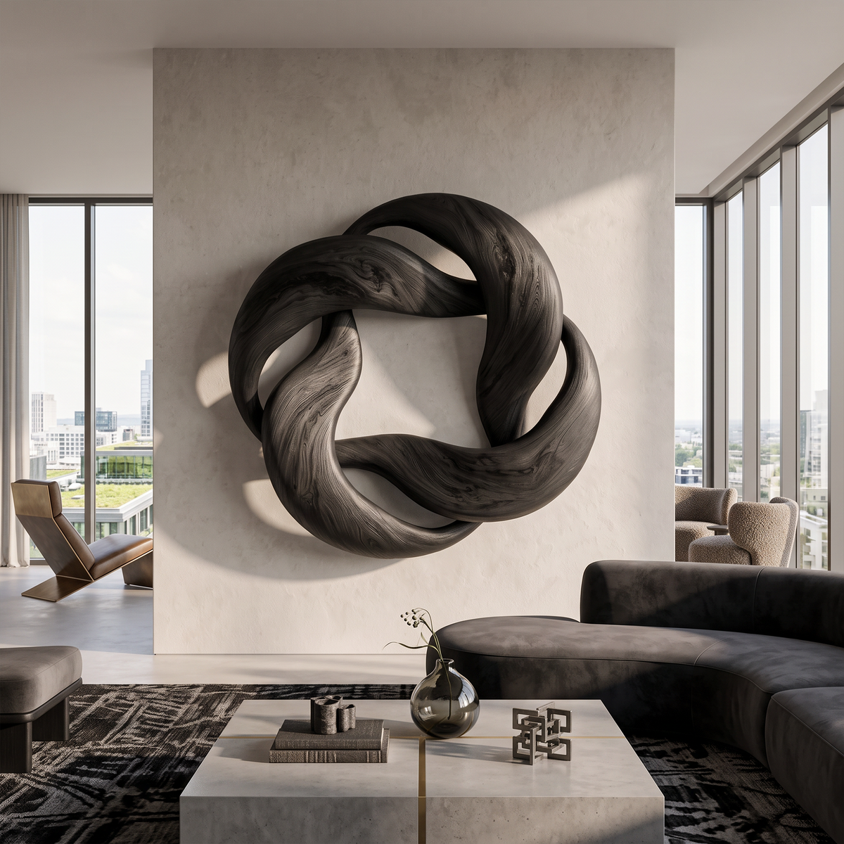 Abstract Circular Loop Wall Art For Living Room And Office SINLKIWA165