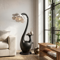 Artistic Floor Lamp With Sculptural Organic Base And Integrated Shelf For Reading Nook SINLSAFLP130