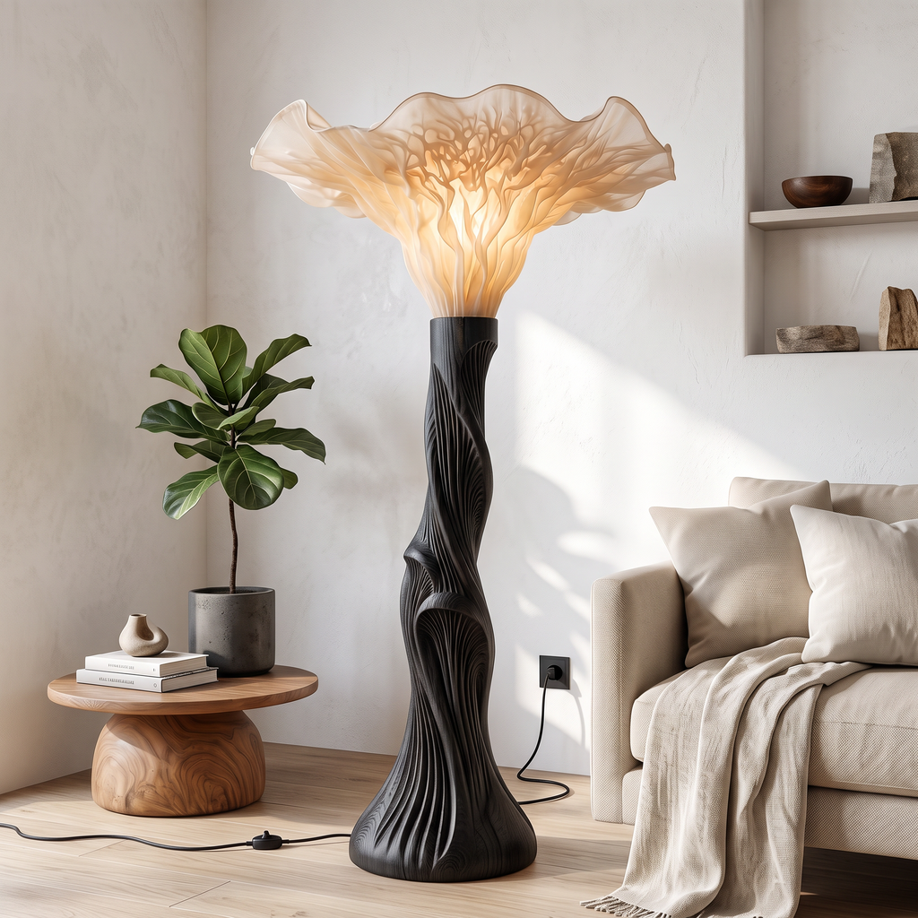 Boho Floor Lamp Blooming Mushroom Shade Reading Nook SINLSAFLP138