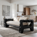Handcrafted Sofa Frame With Sculptural Wood Armrests For Living Room SINLSASF055