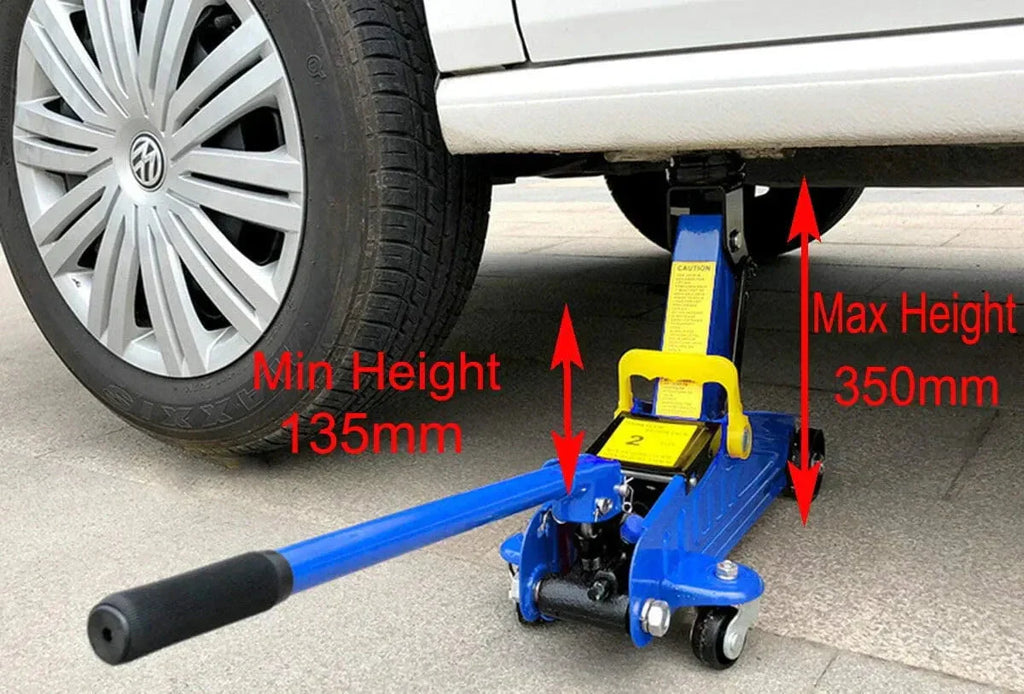 2T Hydraulic Floor Jack With 2pcs 3 Ton Axle Stands - Blue
