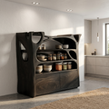 Handcrafted Shoe Cabinet Sculptural Wood Design For Entryway SINLHASC533