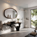 Handcrafted Bathroom Vanity With Tree Trunk Design For Powder Room SINLHABRV318