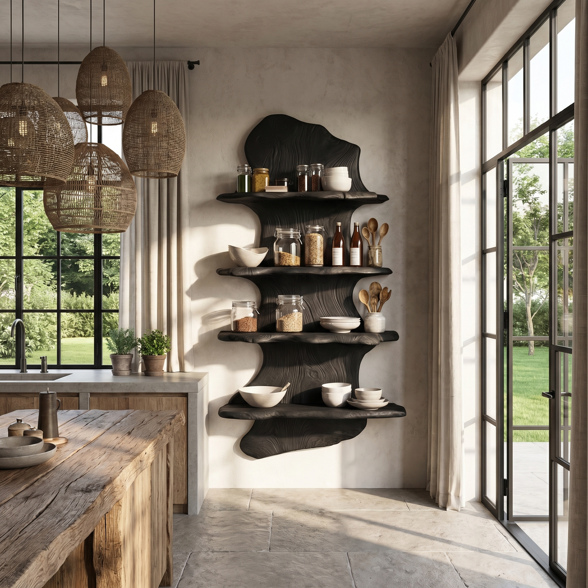 Handcrafted Floating Shelf Sculptural Tree Design For Home Decor SINLHAFL552