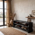 Live Edge Shoe Bench Open Storage Organizer For Entryway Hallway SINLHASHB104