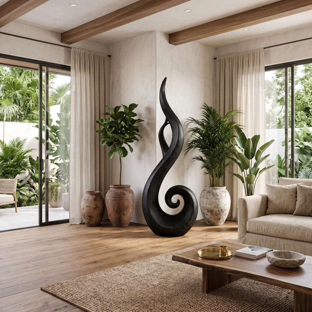 Handcrafted Spiral Wood Sculpture For Luxury Foyer Home Decor SILDTTRAS045