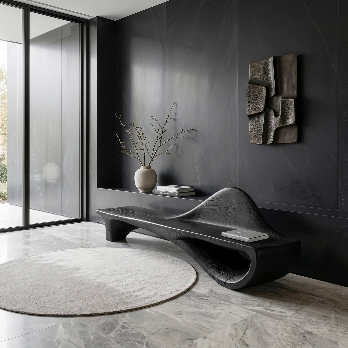 Luxury Curved Backrest Bench For Hallway RTTHHNBEN185