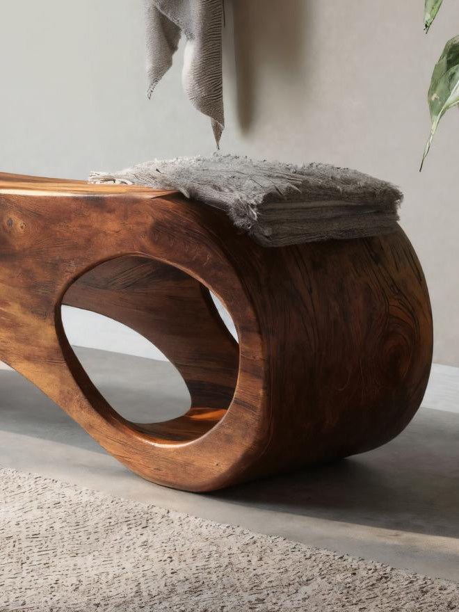 Handcrafted Sculptural Bench For Bedroom Or Entryway SITHHNCHR048