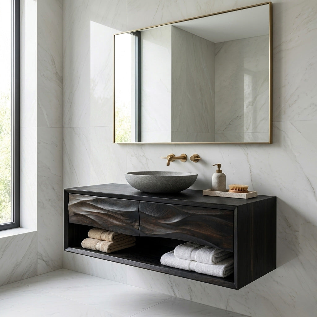 Contemporary Wooden Bathroom Vanity For Bathroom Or Spa Decor RTTHHNBRV020