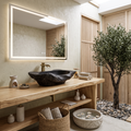 Handcrafted Solid Wood Sink, Live Edge Wooden Vessel Wash Basin Bowl with Natural Wood Grain Texture for Farmhouse Bathroom Vanity, SILDTTNVS016