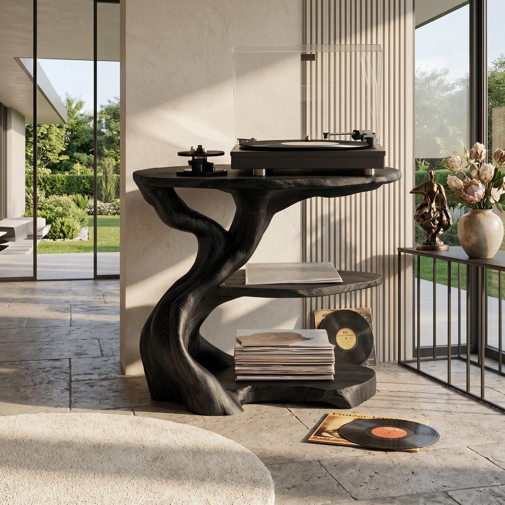 Handcrafted Wooden Media Stand Custom Living Room SILDTTNRPT014