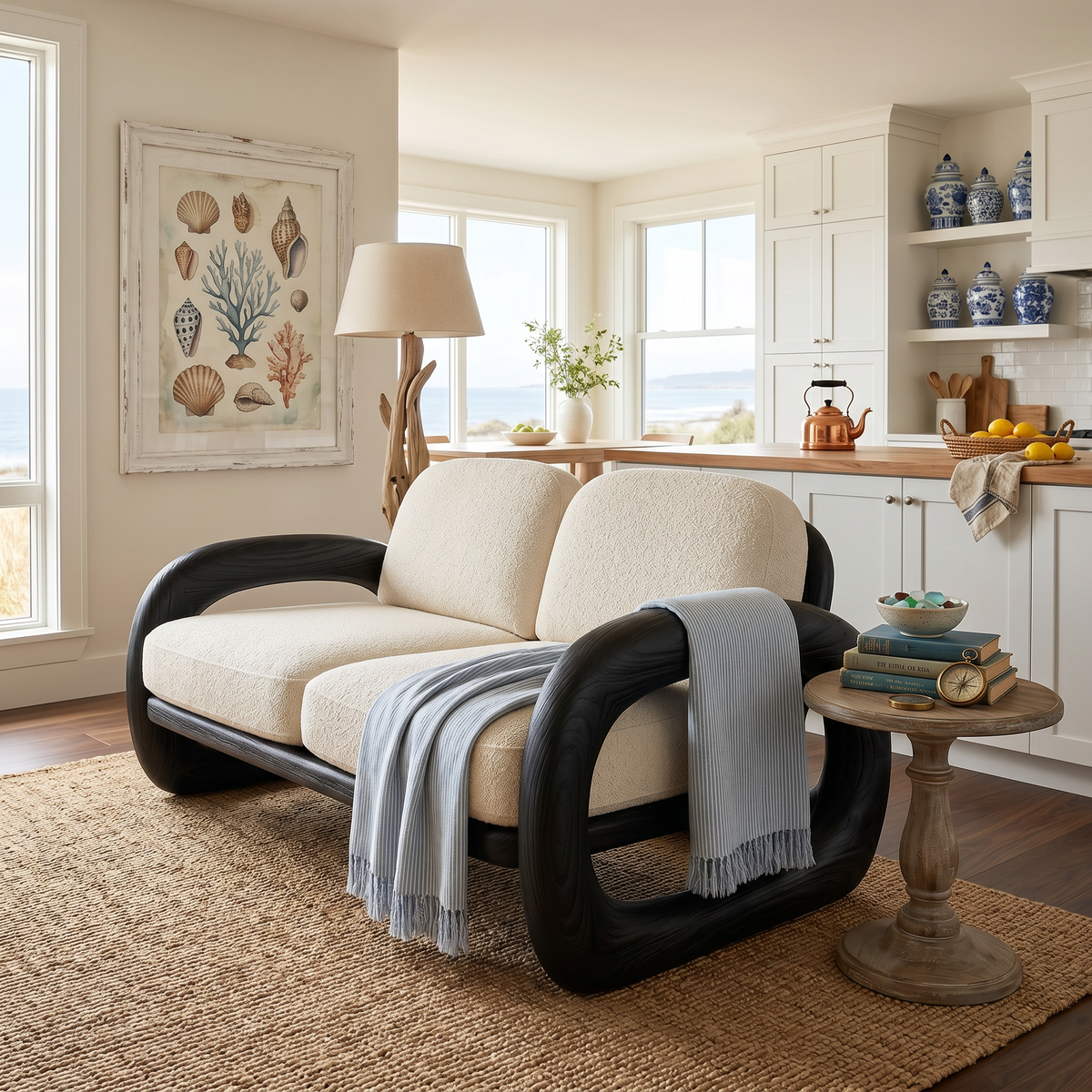 Mediterranean Inspired Wooden Sofa Coastal Living Room SILDTTRSFA006